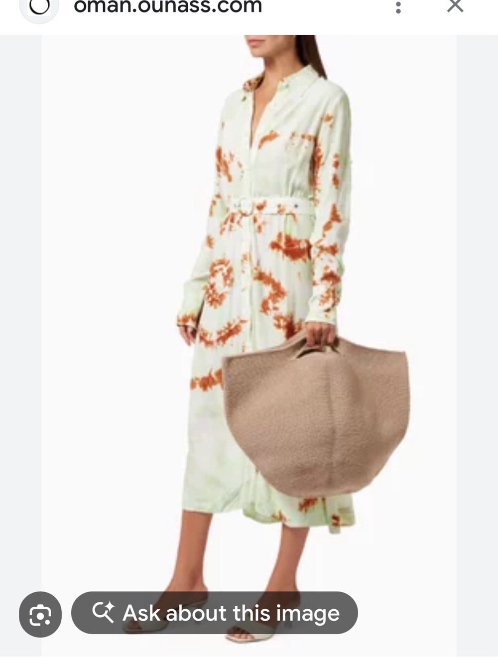 S/W/F Midi Shirt Dress in Mint with Rust Tie-Dye S